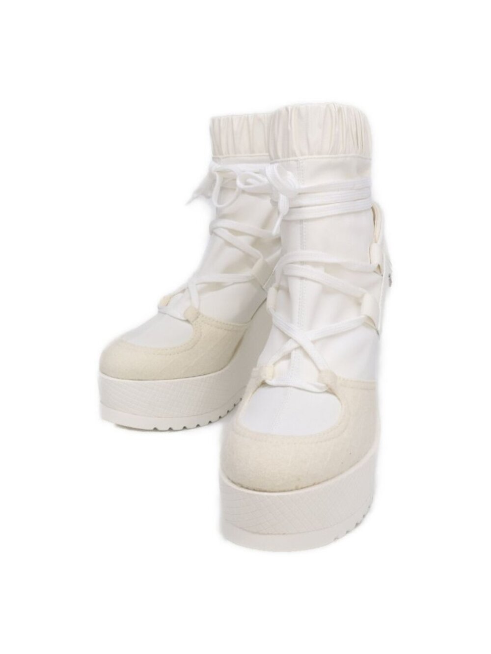 Chanel 19k CC Logo Lace Up Heels Short Boots
